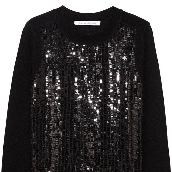 Diane von Furstenberg DVF black sequined sweater - Picture 1 of 6